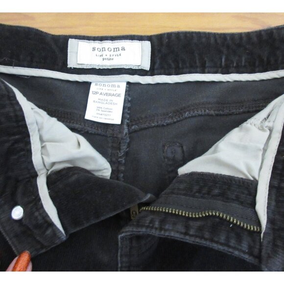 Sonoma Womens Pants 12 Petite Brown Corduroy Bootcut Cotton Stretch Life & Style - Picture 4 of 6
